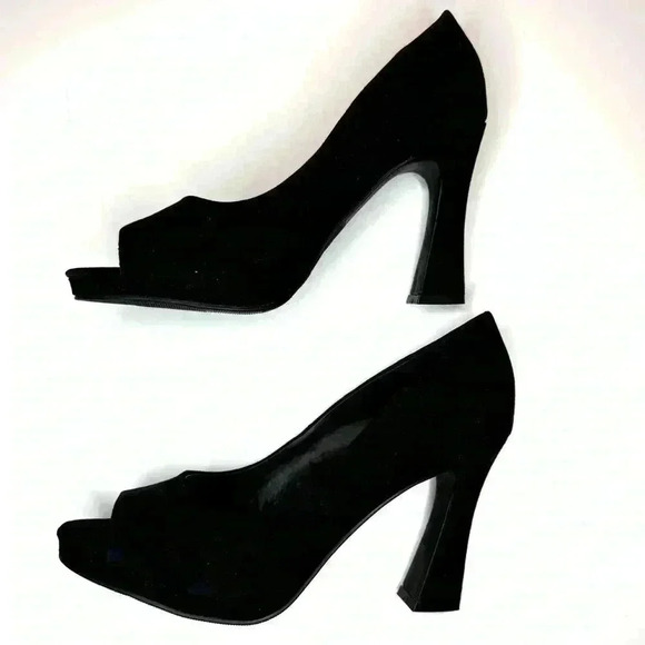 Worthington Womens Lula Peep Toe Flared Heel Pumps Size 7.5 Black - Picture 4 of 8